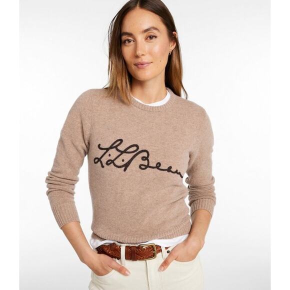 NWT L.L. Bean Women's Signature Camp Merino Wool Pullover Sweater Taupe size L - Picture 1 of 7